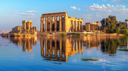Kom Ombo, Views of the Kom Ombo Temple along the Nile River in Egypt, Africa. 