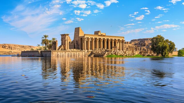 Kom Ombo, Views of the Kom Ombo Temple along the Nile River in Egypt, Africa. 