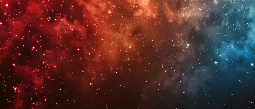 Stunning cosmic background showcasing a colorful nebula with vibrant red and blue hues, star clusters and interstellar clouds, perfect for space-themed designs.