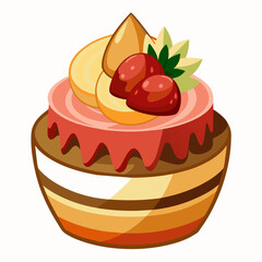 Chocolate cake with cherry vector illustration 