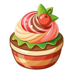 Cake with cherry vector illustration 