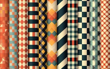 Fototapeta premium Transparent PNG available Set of Seamless Geometric Checked Patterns.