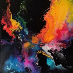 A colorful swirl of oil paint on black background