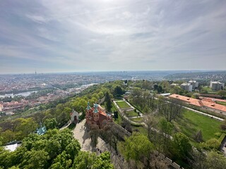 Ultra Wide View from Petřín Tower in Prague, Czechia (Czech Republic)