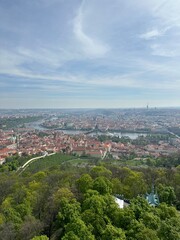 Fototapeta premium Panoramic City View with the Vltava River from the Petřín Tower in Prague, Czechia (Czech Republic)