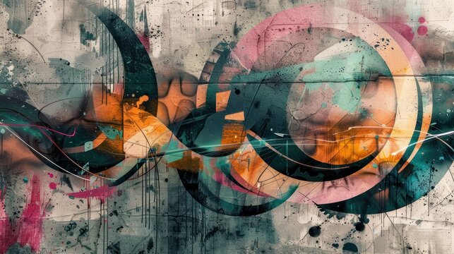 Fototapeta A colorful spray graffiti pattern on the wall, background