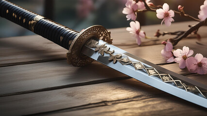 katana on a table