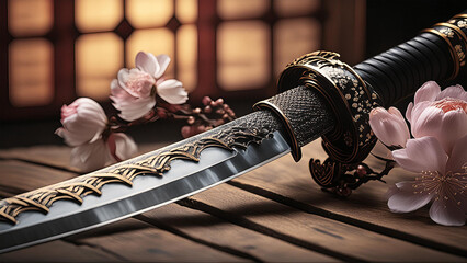 katana on a table