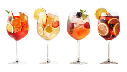Set Of Red Sangria Cocktail