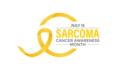 Vector Illustration Sarcoma and Bone Cancer Awareness Calligraphy Poster Design. Realistic Yellow Ribbon. Bone Cancer, background.