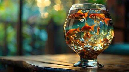 A galss saped red colour fish tank UHD wallpaper