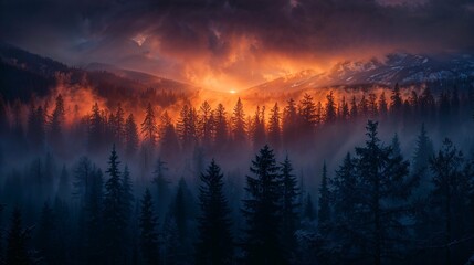 sunset in the mountains