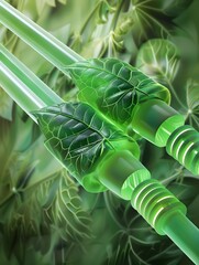 Organic Network Cable with Leaf Inspired Pattern in 3D Render