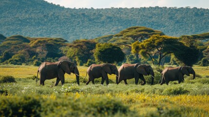 Fototapeta premium Elephants in National Park 