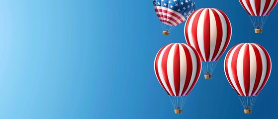 Obraz premium Vector illustration of a patriotic hot air balloon festival with American flag balloons