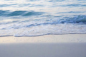 Beach waves on the the coast of sea with white sand beach at Sattahip Chonburi Thailand - Abstract Background Blue Nature 
