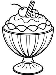 Beautiful and delicious dessert line art vector  