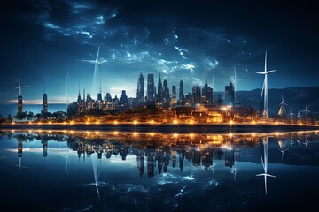 Fototapeta premium Advancing Energy Sustainability with the Smart Grid, IoT, Technology Concept, Background