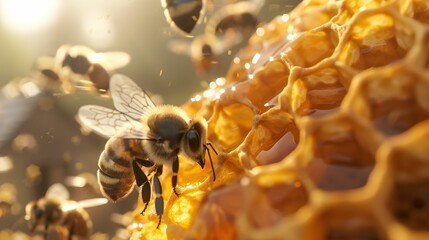 Honeycomb bees flying UHD wallpaper
