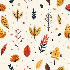 autumn floral element pattern background vector