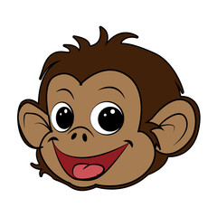 Cute Monkey Sitting Cartoon Vector Icon Illustration.Children's monkey drawing.monkey face