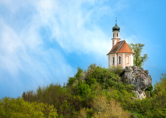 The Wörnitzstein chapel on the top of a hill