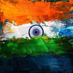 India flag with brush paint textured