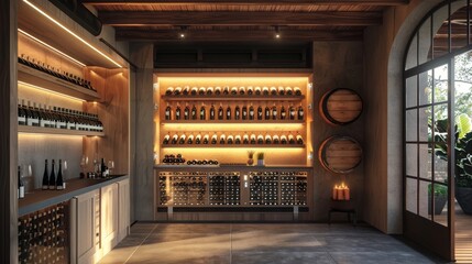 A wine cellar with smart climate control and inventory tracking generated by AI