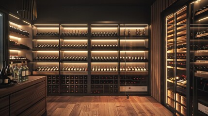 A wine cellar with smart climate control and inventory tracking generated by AI