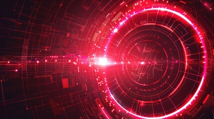 Fototapeta premium Future time travel machine digital red circle technology Background ai generated image