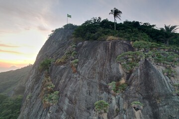 Fototapeta premium Aerial views from over Copacabana beach at sunrise