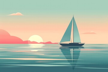 Fototapeta premium Sailboat on Calm Water During Sunset