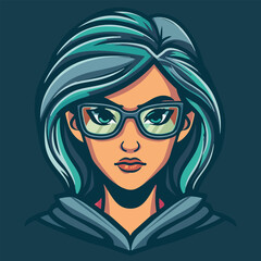 Lady geek cartoon vector illustration