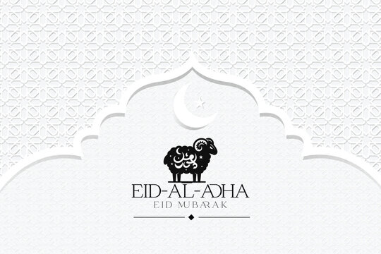 White color Eid al adha background design with Islamic pattern and sheep. Eid al asha design. Poster. Eid mubarak. Ramadan. Pattern design. Eid festival background.