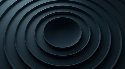 Gradient concentric circles on dark backdrop, 3D abstract art