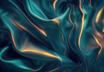 Obraz premium Abstract Teal and Gold Fabric Background