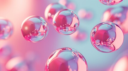 Pastel Reflections: Abstract Floating Spheres