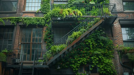 A building with a green ivy growing up the side of it