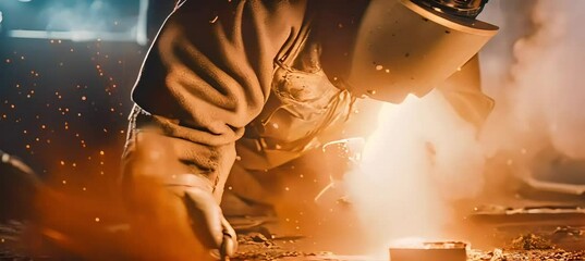 welder at work: a dramatic display of sparks and fire