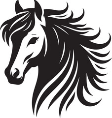 Horse vector, silhouette style and white background.