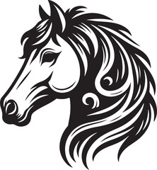 Horse vector, silhouette style and white background.