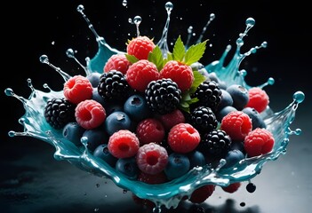 berries in splash