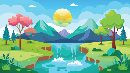 landscape with lake and mountains