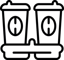 Black and white line art of two travel mugs, perfect for beverage and cafe themed projects