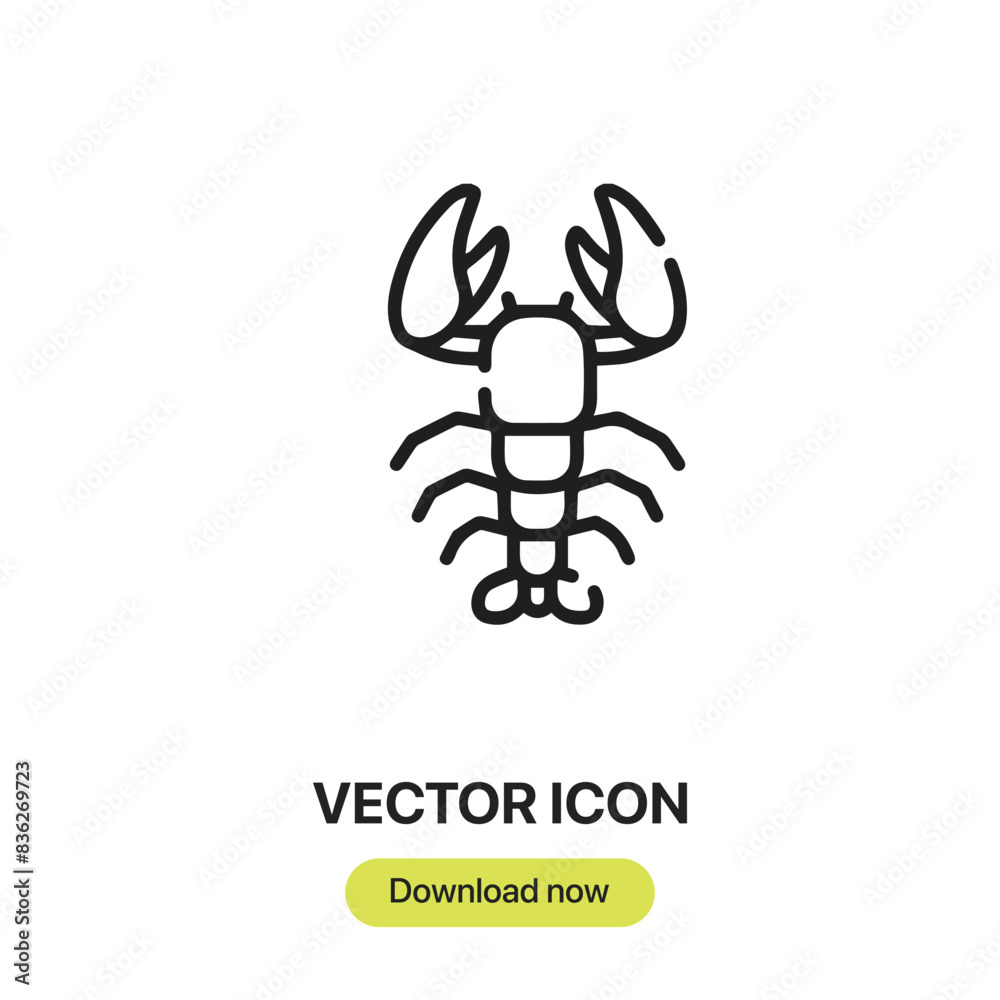 Aufkleber lobster icon vector. linear-style sign for mobile concept and web design. lobster symbol illustratio