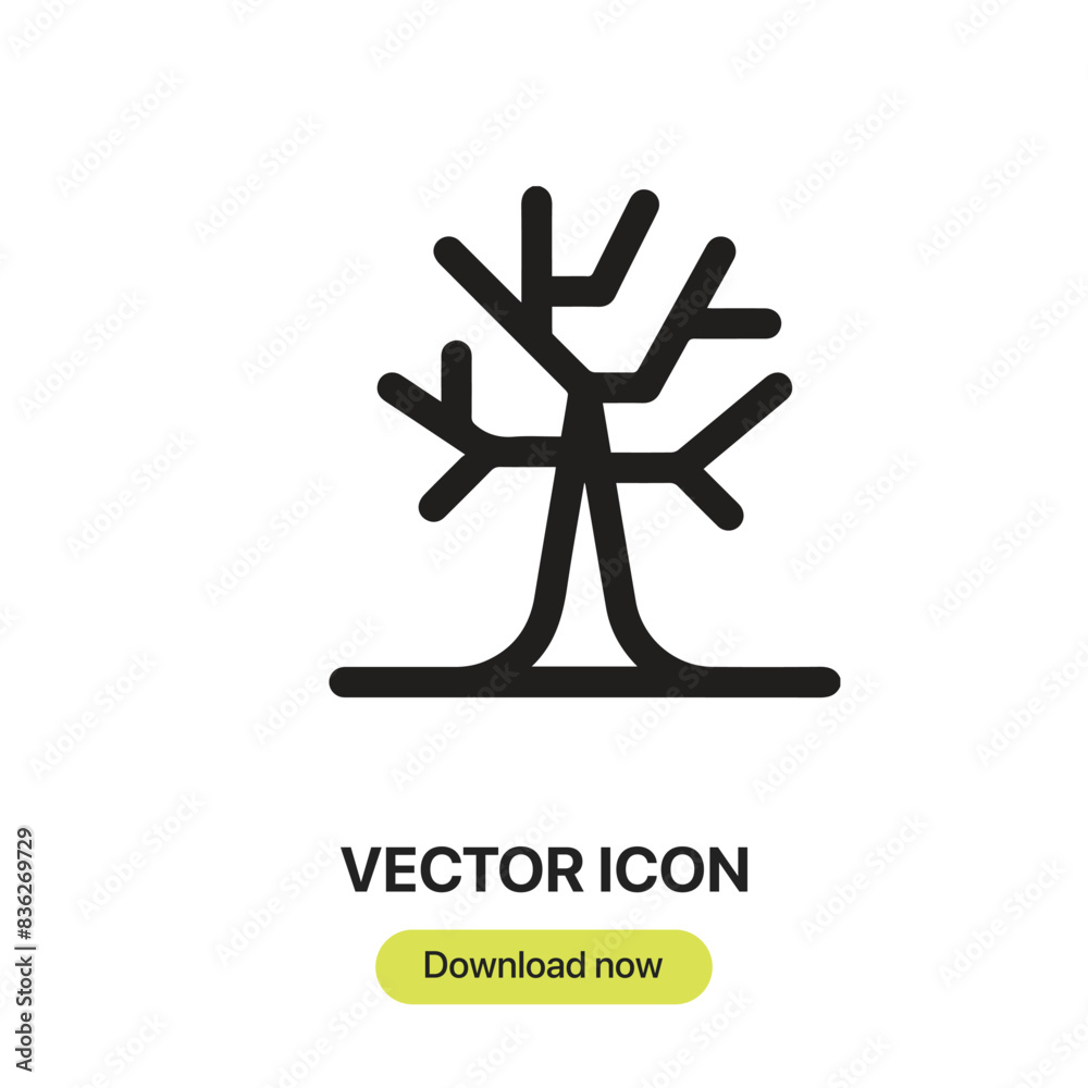 Aufkleber Dry Tree icon vector. Linear-style sign for mobile concept and web design. Dry Tree symbol illustration. Pixel vector graphics - Vector.