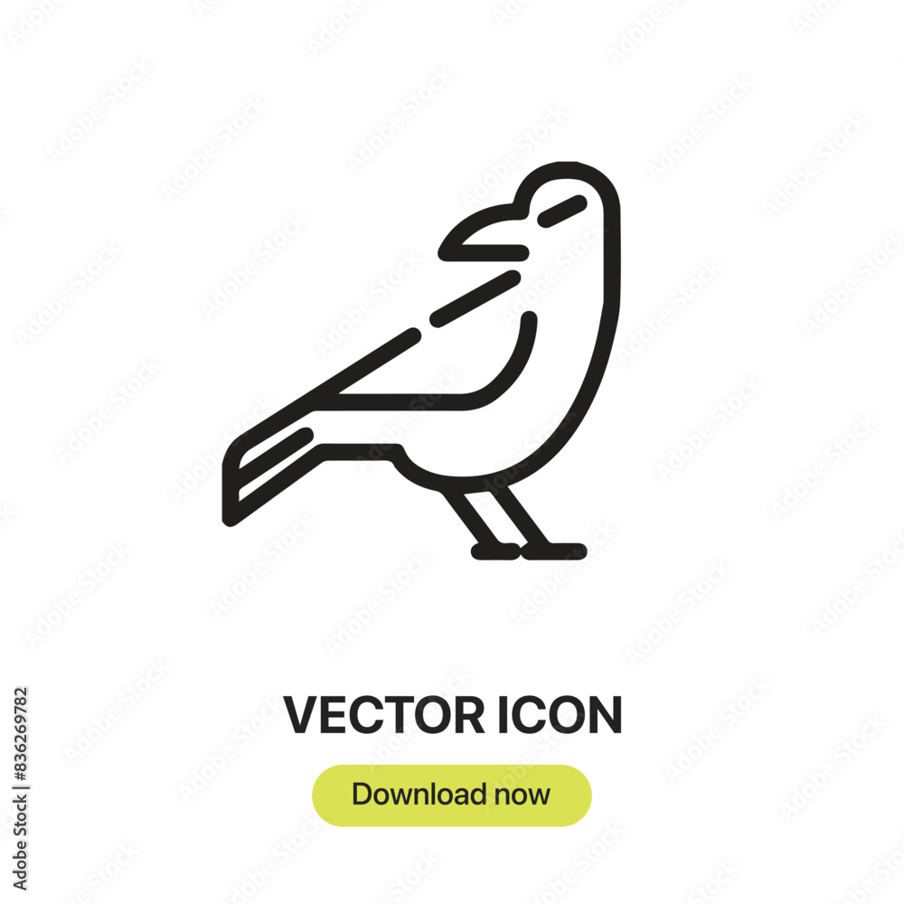 Aufkleber Crow icon vector. Linear-style sign for mobile concept and web design. Crow symbol illustration. Pixel vector graphics - Vector.
