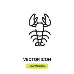 Lobster icon vector. Linear-style sign for mobile concept and web design. Lobster symbol illustration. Pixel vector graphics - Vector.