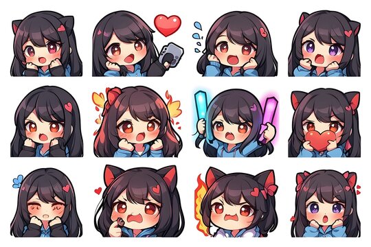 gamer girl twitch emote set