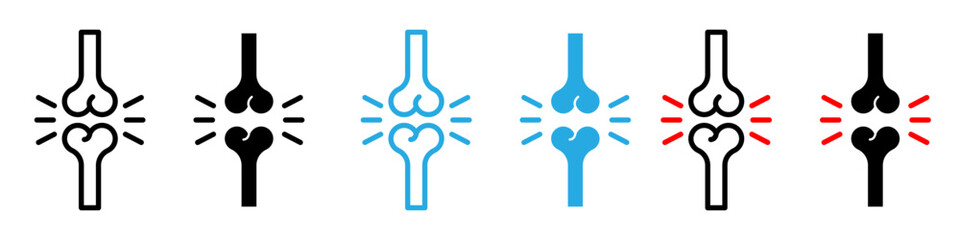 Human knee bone joint icon logo set vector